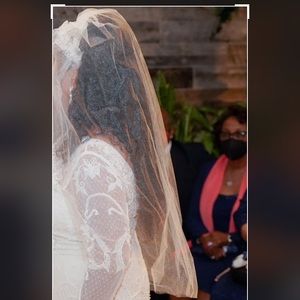 David’s bridal wedding shimmer veil - just about waist length